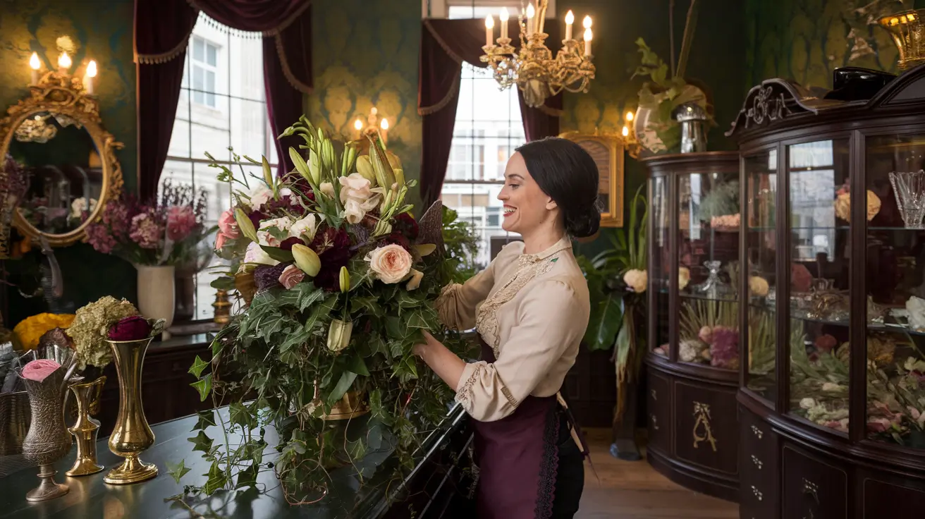 Florist in shop arranging flowers